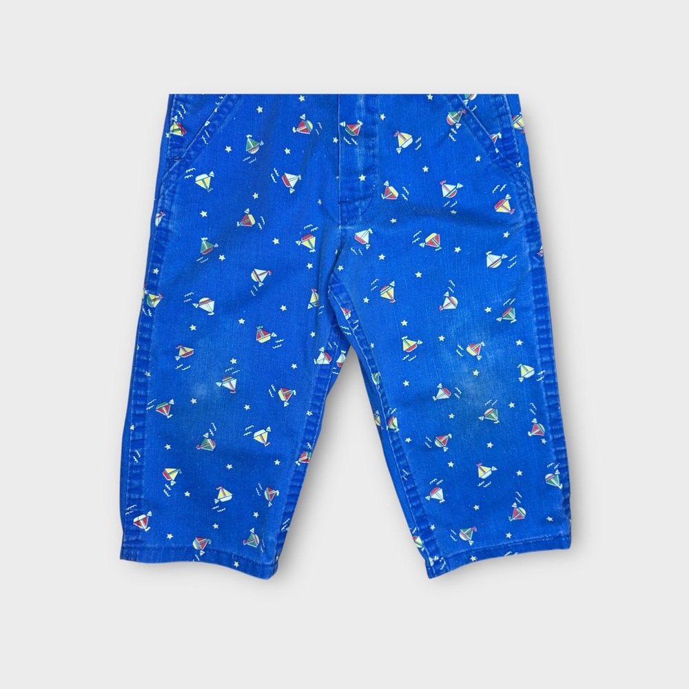 OshKosh B’gosh Vintage Boat Wave Pattern Blue Overalls - Picture 3 of 7